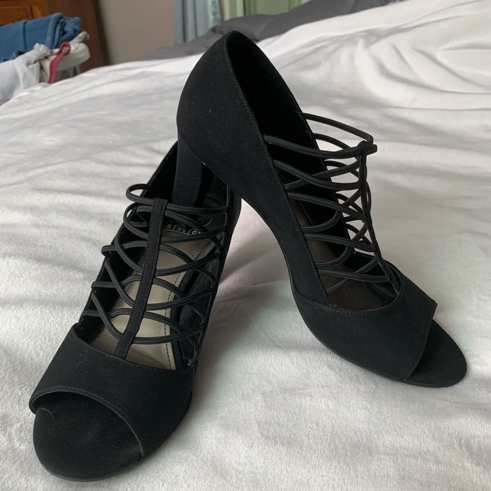 Peep toe strappy booties